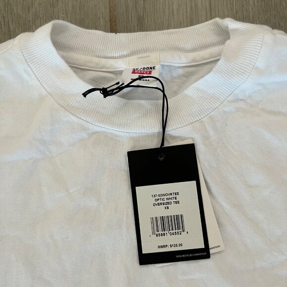 NWT RE/DONE x HANES OPTIC WHITE OVERSIZED TEE SZ XS - Picture 4 of 6